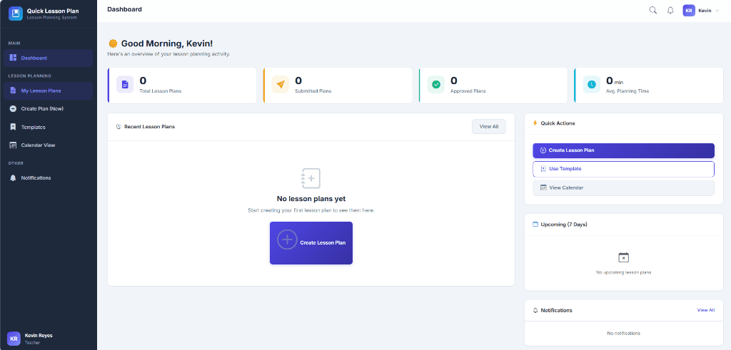 Quick Lesson Plan (LPLAN) Screenshot