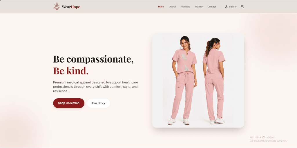 WearHope E-commerce Screenshot